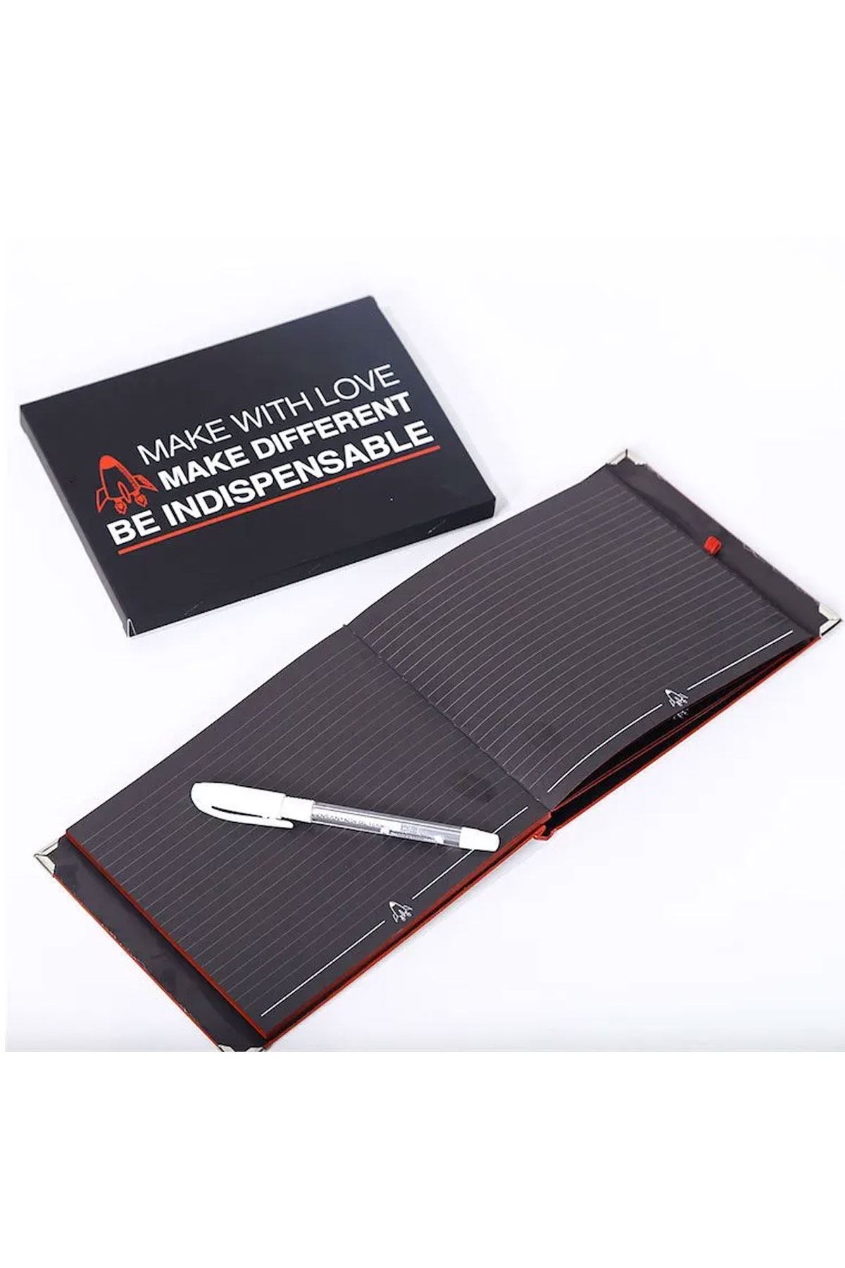 Be Indispensable – Black Note Siyah Defter Beyaz Kalem Set