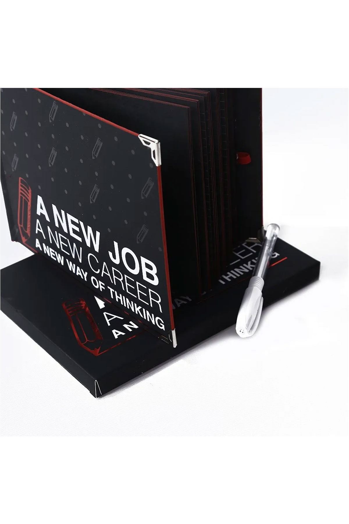 New Job – Black Note Serisi Siyah Defter Beyaz Kalem Set