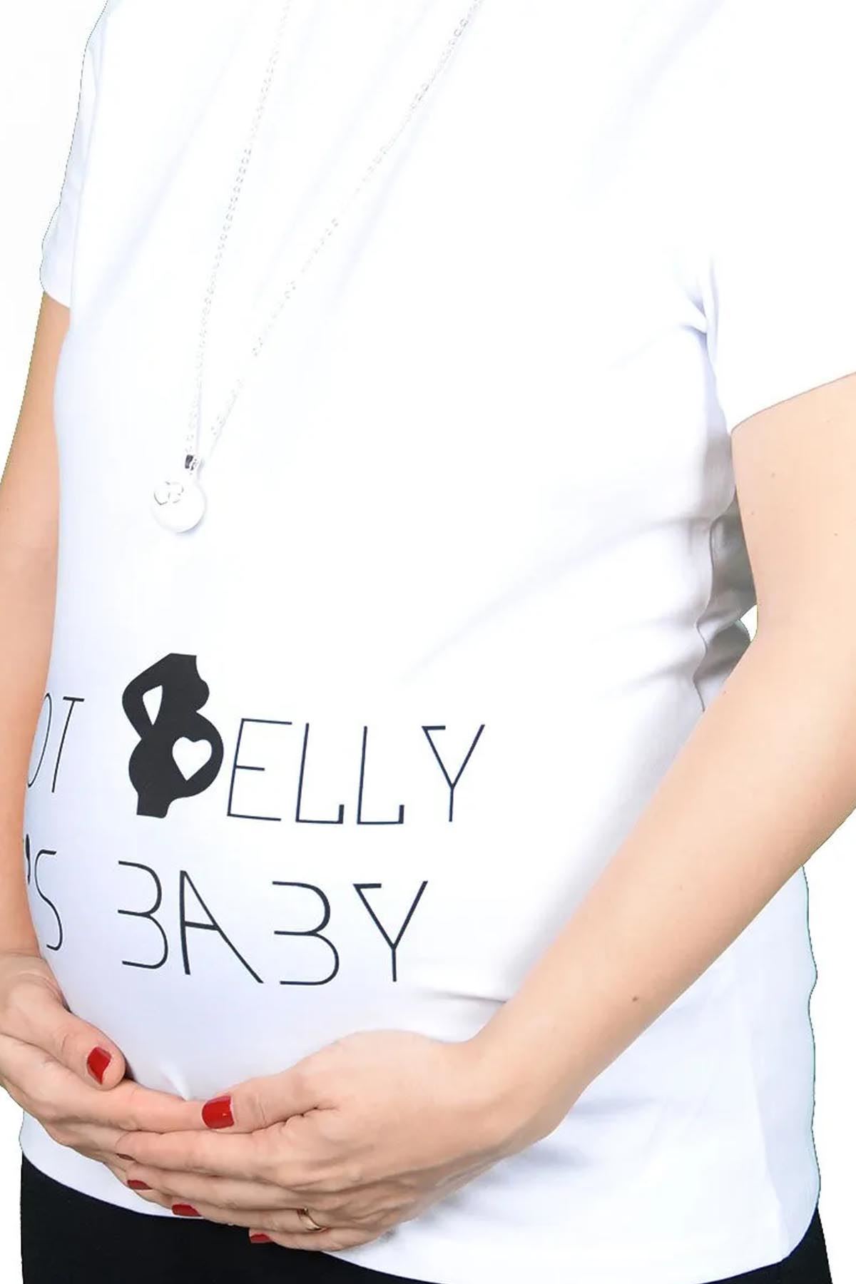 Not Belly it’s baby Hamile T-shirt Beyaz
